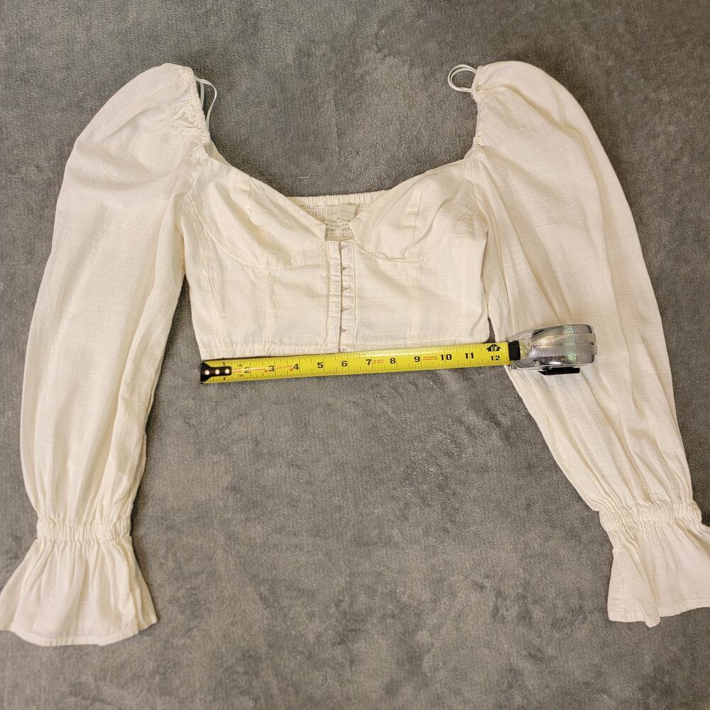 Urban Outfitters Crop Top XS Puff Sleeve Hook Front Cottagecore - Picture 7 of 10